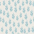 Creative scrapbook seamless pattern with little blue oriental cucumber shapes. Light grey background Royalty Free Stock Photo