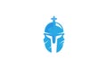 Creative Scratched Blue Warrior Helmet Logo