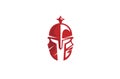 Creative Scratched Red Warrior Helmet Logo