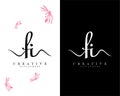 Creative script letter fi, if logo design vector