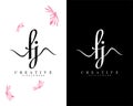 Creative script letter fj, jf logo design vector