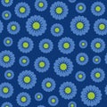 Creative seamless Floral vector pattern. Blue chamomile on a dark blue background. For the original, decorative flower Royalty Free Stock Photo