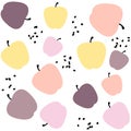 Creative seamless pattern with apples in pastel colors. Scandinavian stylish background. Nordic design tiling Royalty Free Stock Photo