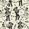 Creative seamless pattern with Mexican performers Royalty Free Stock Photo