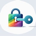 Creative Security Multicolored Lock and Key Royalty Free Stock Photo