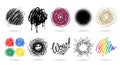 Creative set of abstract scribble textures and hand drawn artistic doodle patterns for graphic design backgrounds Royalty Free Stock Photo