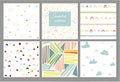 Creative set of six colorful abstract seamless patterns and prints