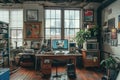 Creative setups for working in non-traditional environments. Remote work concept. Royalty Free Stock Photo