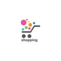 Creative shopping logo illustration of color line design  template Royalty Free Stock Photo