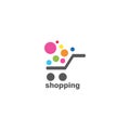 Creative shopping logo illustration of color line design vector template Royalty Free Stock Photo