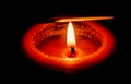 Creative shot of a lit candle with matchstick