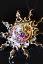 Creative shot of pendant sun made from brass and glass