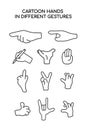 Creative sign or signal show manually finger stock. hand gesture icons on a white background handdrawn style. Vector illustration