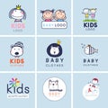 Creative signs, symbols and logo set, Brand identity for baby, kids, and child.