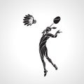 Creative silhouette of abstract female badminton player