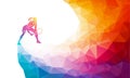 Creative silhouette of female tennis player. Racquet sport vector illustration or banner template in trendy abstract