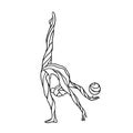 Creative silhouette of gymnastic girl. Art gymnastics with ball, vector illustration Royalty Free Stock Photo