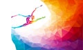 Creative silhouette of gymnastic girl. Art gymnastics with clubs Royalty Free Stock Photo