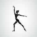 Creative silhouette of gymnastic girl. Art gymnastics dancing woman, vector illustration Royalty Free Stock Photo