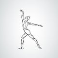 Creative silhouette of gymnastic girl. Art gymnastics dancing woman, vector illustration Royalty Free Stock Photo