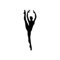 Creative silhouette of gymnastic girl. Art gymnastics dancing woman, vector illustration Royalty Free Stock Photo