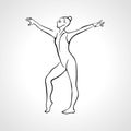 Creative silhouette of gymnastic girl. Art gymnastics dancing woman, vector illustration Royalty Free Stock Photo