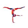 Creative silhouette of gymnastic girl. Art gymnastics flexible girl