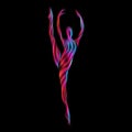 Creative silhouette of gymnastic girl. Art gymnastics