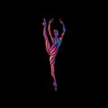 Creative silhouette of gymnastic girl. Art gymnastics