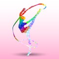 Creative silhouette of gymnastic girl