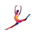 Creative silhouette of gymnastic girl. Art gymnastics