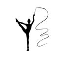 Creative silhouette of gymnastic girl. Art gymnastics dancing woman Royalty Free Stock Photo