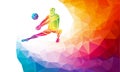 Creative silhouette of volleyball player. Team sport vector illustration or banner template in trendy abstract colorful