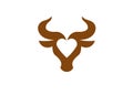 Simple bull`s head with heart logo