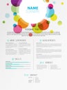 Creative simple cv template with colorful circles shapes.