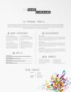 Creative simple cv template with colorful music tunes