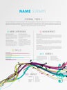 Creative simple CV template with colorful music tunes and lines.