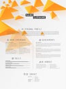 Creative simple cv template with orange triangles in header.