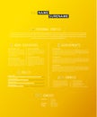 Creative simple cv template on yellow background. Royalty Free Stock Photo