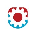 creative simple gear logo design. gear and cogs vector. Sign of machine work design modern industry company logo icon illustration Royalty Free Stock Photo