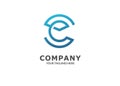 Letter CE connected lines color circle logo