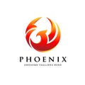 Simple phoenix bird circle logo