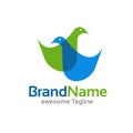 Creative simple two bird colorful logo vector