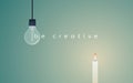 Creative solution business vector concept with lightbulb and candle light burning. Simple solution for success.