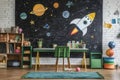 Creative space for young minds classroom interior design educational environment eye-level imagination and discovery Royalty Free Stock Photo