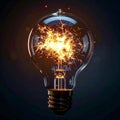 Creative Spark Igniting in a Lightbulb Royalty Free Stock Photo
