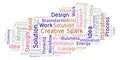 Creative Spark word cloud, made with text only. Royalty Free Stock Photo