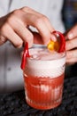 Creative spicy cocktail in night club bar background Royalty Free Stock Photo