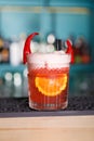 Creative spicy cocktail in night club bar background Royalty Free Stock Photo