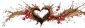 Creative Splash Design Featuring Red Berries and Brown Liquid Forming a Heart Shape With Dynamic Movement and Vibrant Royalty Free Stock Photo